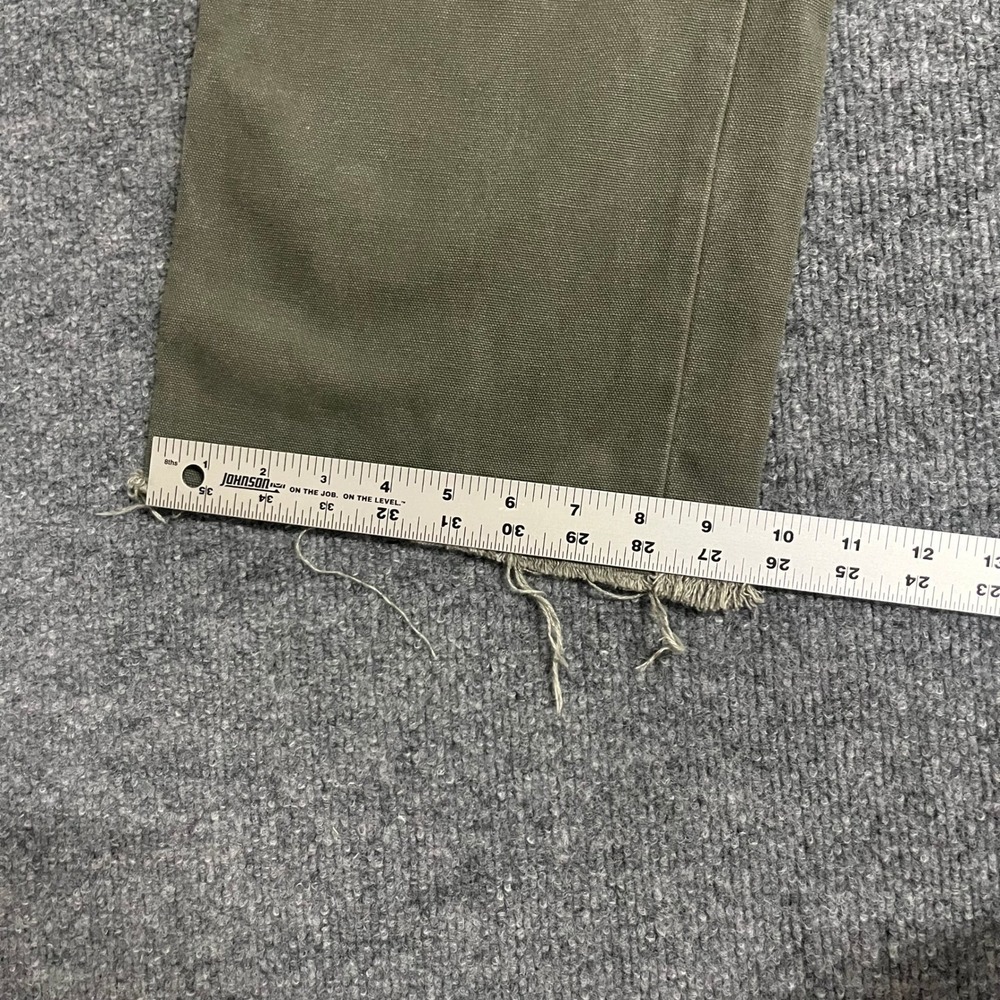 Dickies Carpenter Pants Mens Size 30x24 Olive Green Canvas Distressed Raw Hem - Picture 3 of 8